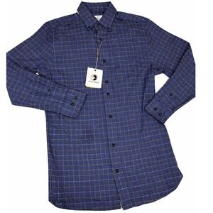 Duck Head Button Down Shirt Mens XS Indigo Blue Windowpane Plaid NWT Classic Fit